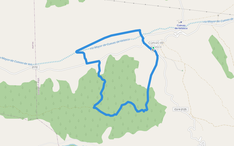 PR-CU 111 Sendero del Monte Abajo walking route map in Cuevas de Velasco
