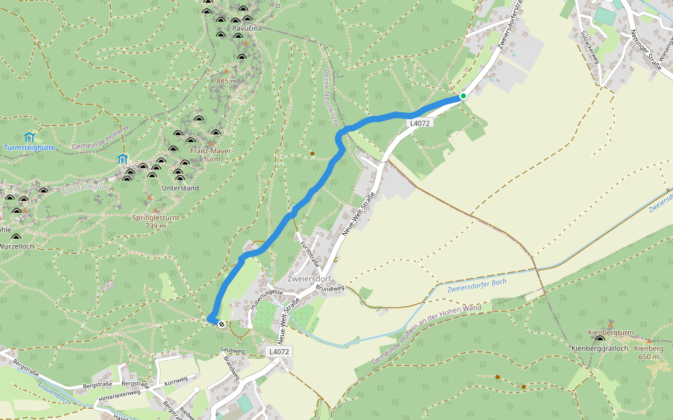 Rundwanderweg 1 walking route map in Hohe Wand