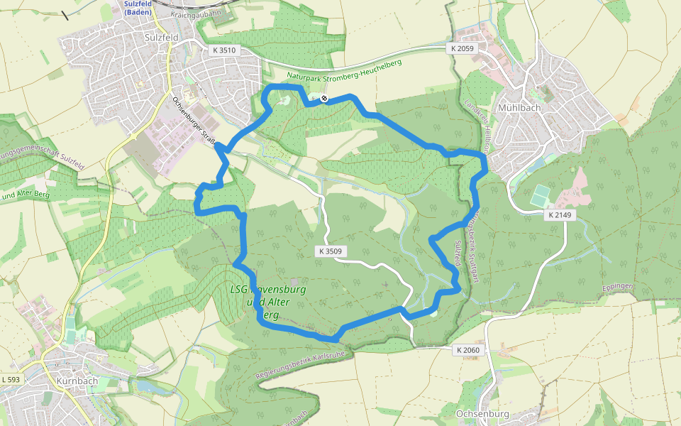 Wandern zwischen Wein, Wald und Streuobstwiesen walking route map in Sulzfeld