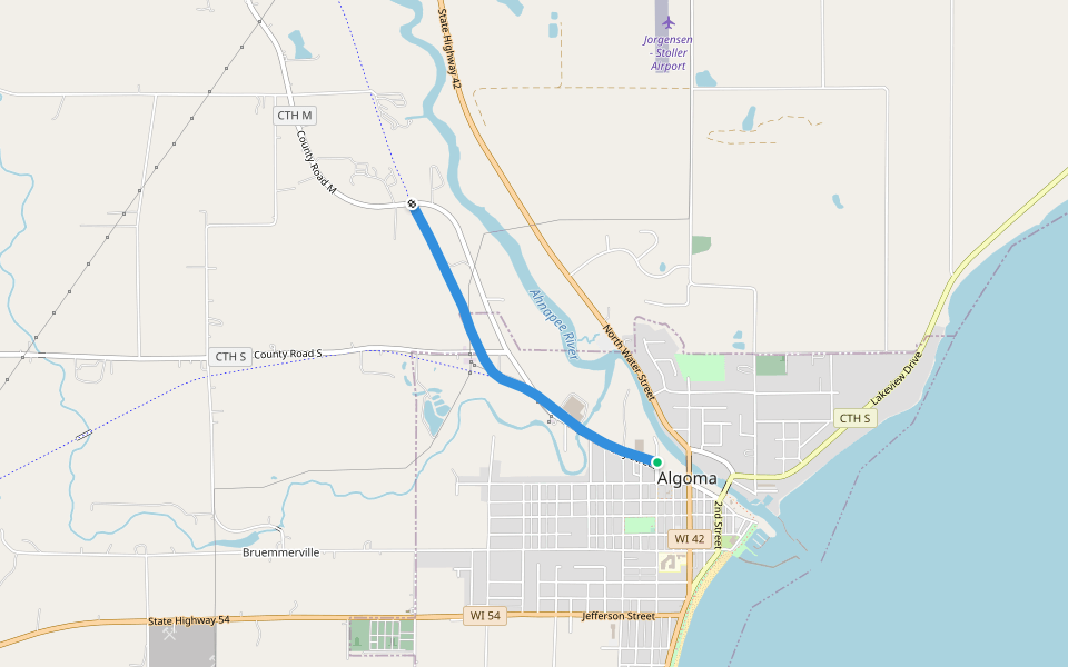 Ice Age Trail Cycleway Connections walking route map in Algoma