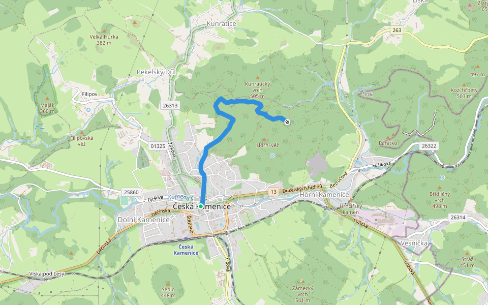 [Ž] Bratrské oltáře - Česká Kamenice walking route map in Česká Kamenice