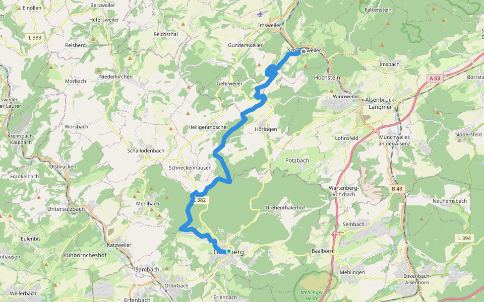 Pfälzerwald Grüner Punkt #3 walking route map in Otterberg
