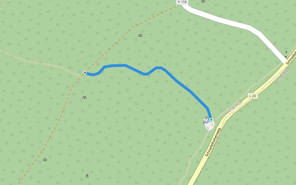 Westwallweg Abkürzung walking route map in Auw bei Prüm