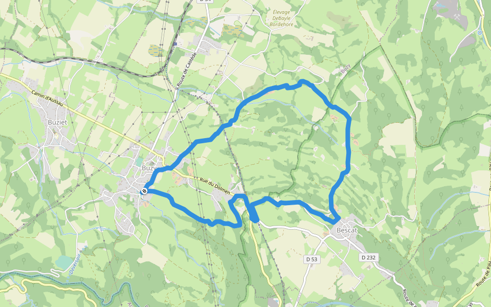 Tour du dolmen walking route map in Buzy