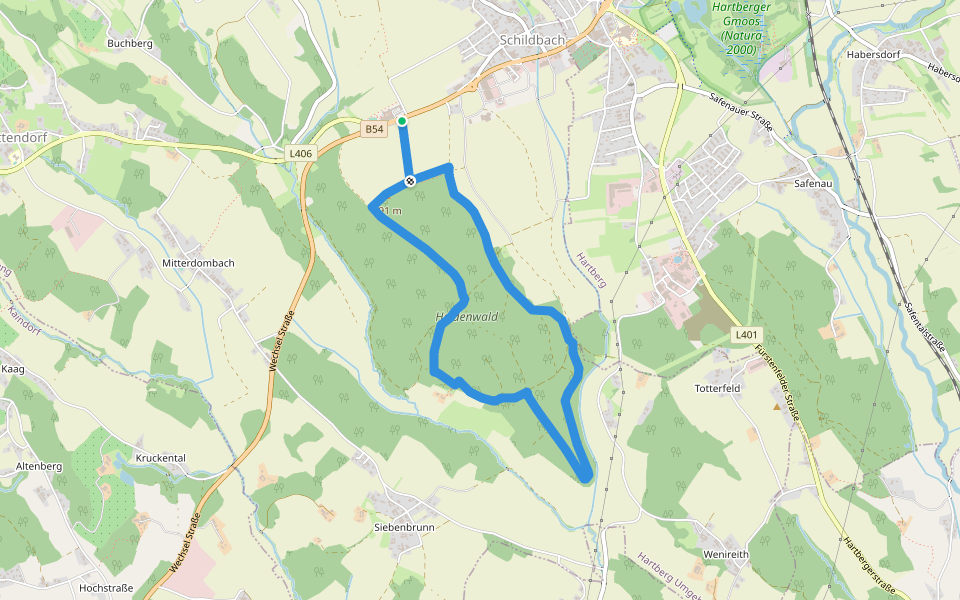 Jungbrunnenweg (W4) walking route map in Hartberg