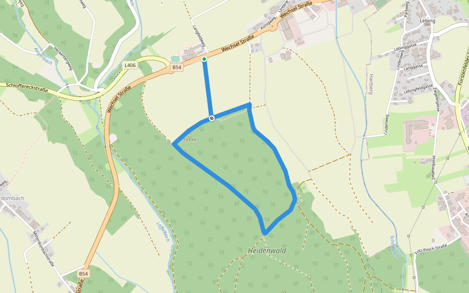 Kurweg (W1) walking route map in Hartberg