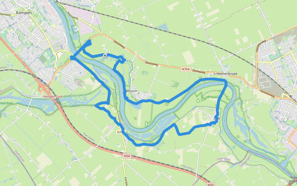 WNW IJsseldelta - 's-Heerenbroek/Zalk oranje route walking route map in Wilsum