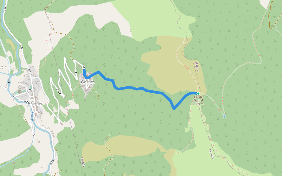 Le Col de Gamel walking route map in Miglos