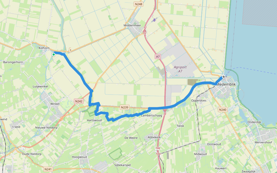 Westfriese Omringdijk - 5 walking route map in Kolhorn