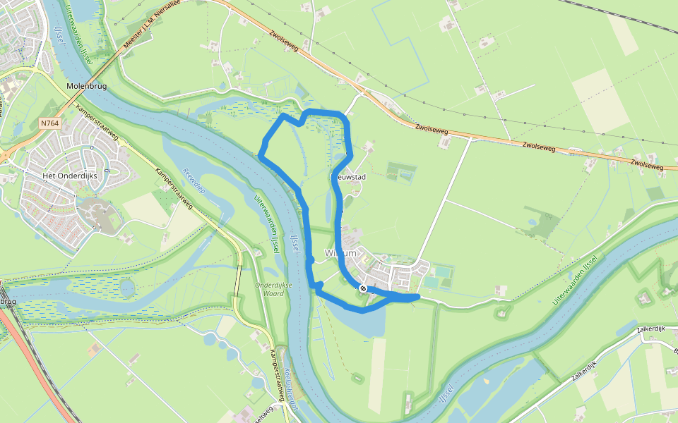 WNW IJsseldelta - Wilsum - rode route walking route map in Wilsum