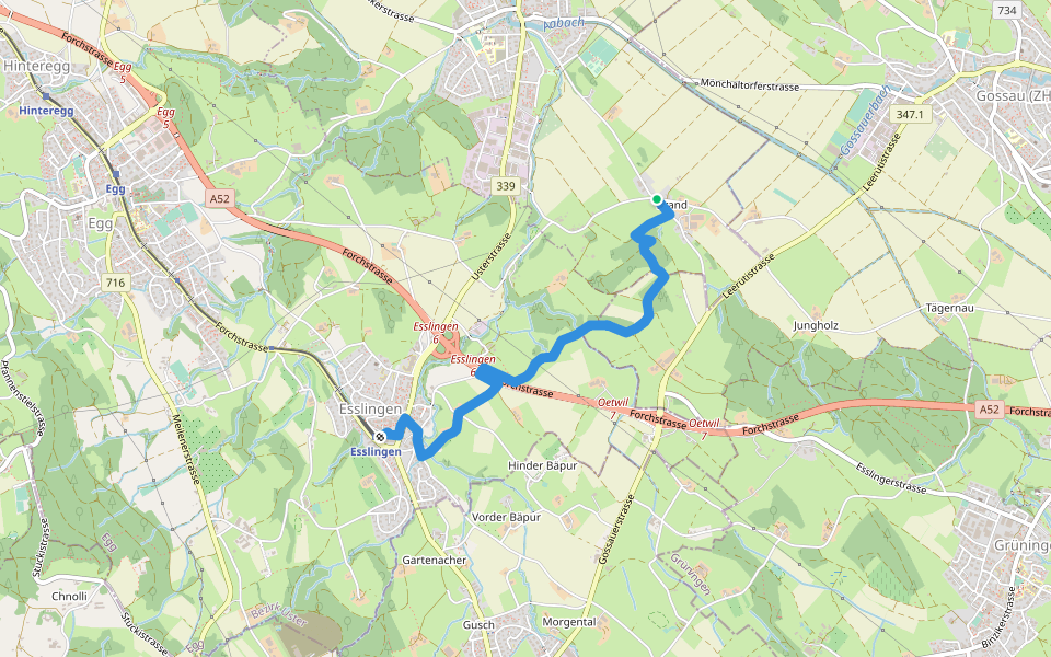 Brand - Esslingen walking route map in Mönchaltorf