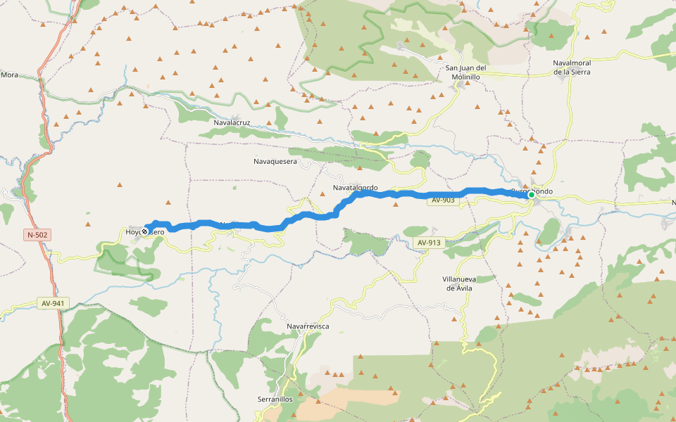 [GR 10] De Valencia a Lisboa (Etapa 32) walking route map in Burgohondo