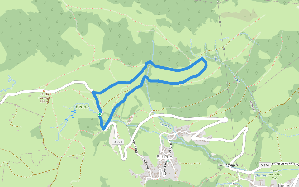 Les cercles de pierre walking route map in Bilhères