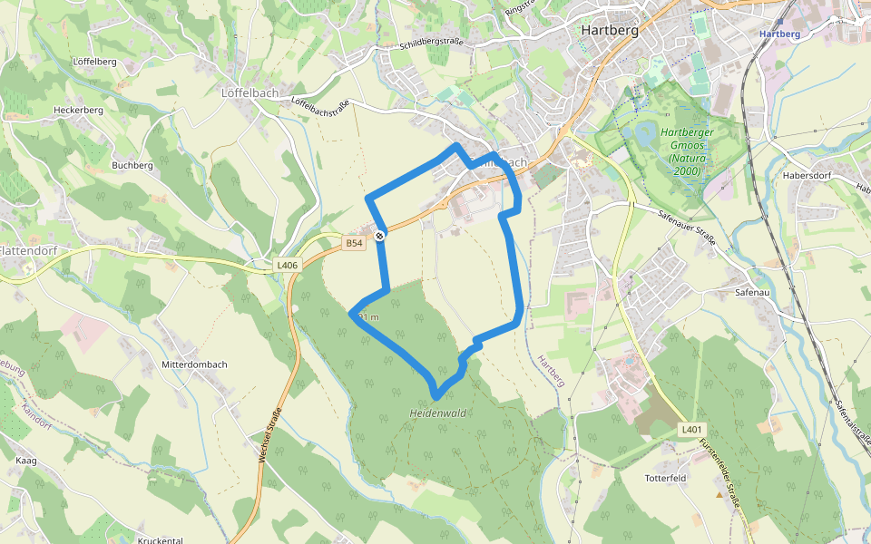 Kurweg (V) walking route map in Hartberg
