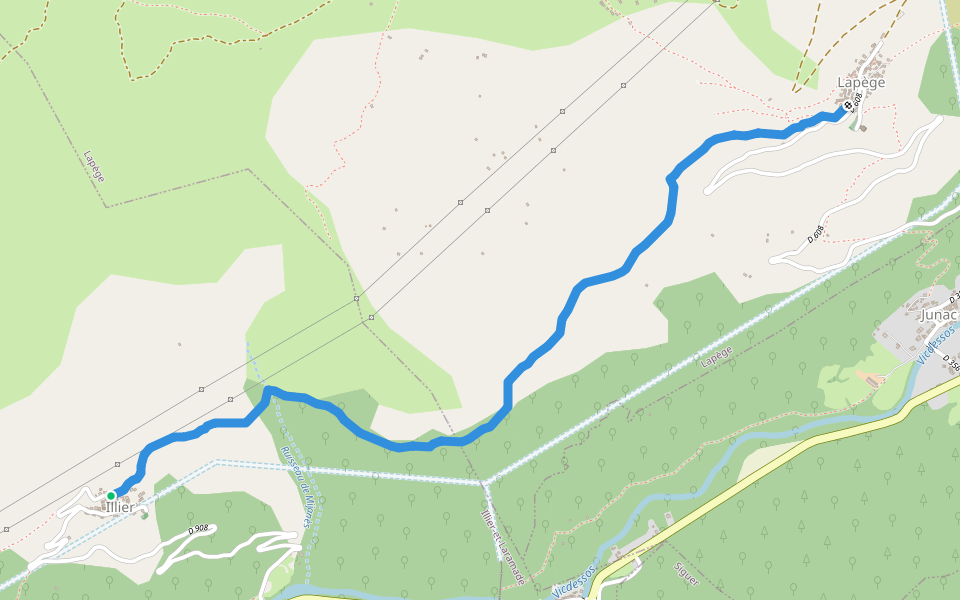 D'Illier à Lapège walking route map in Illier-et-Laramade