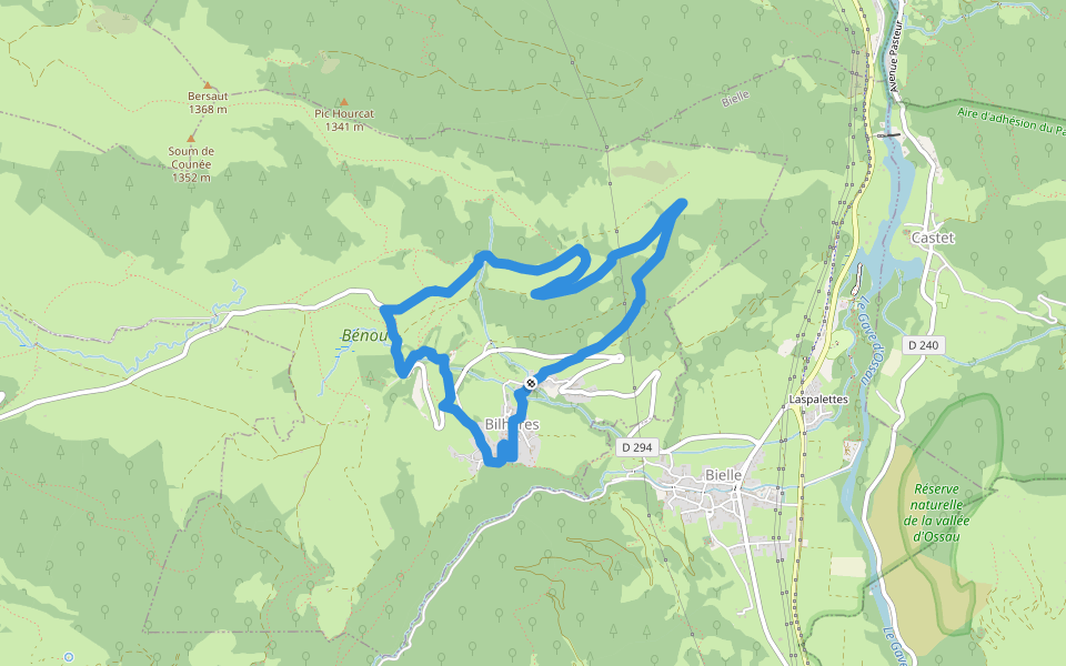 Les cercles de pierre (Bilhères) walking route map in Bilhères
