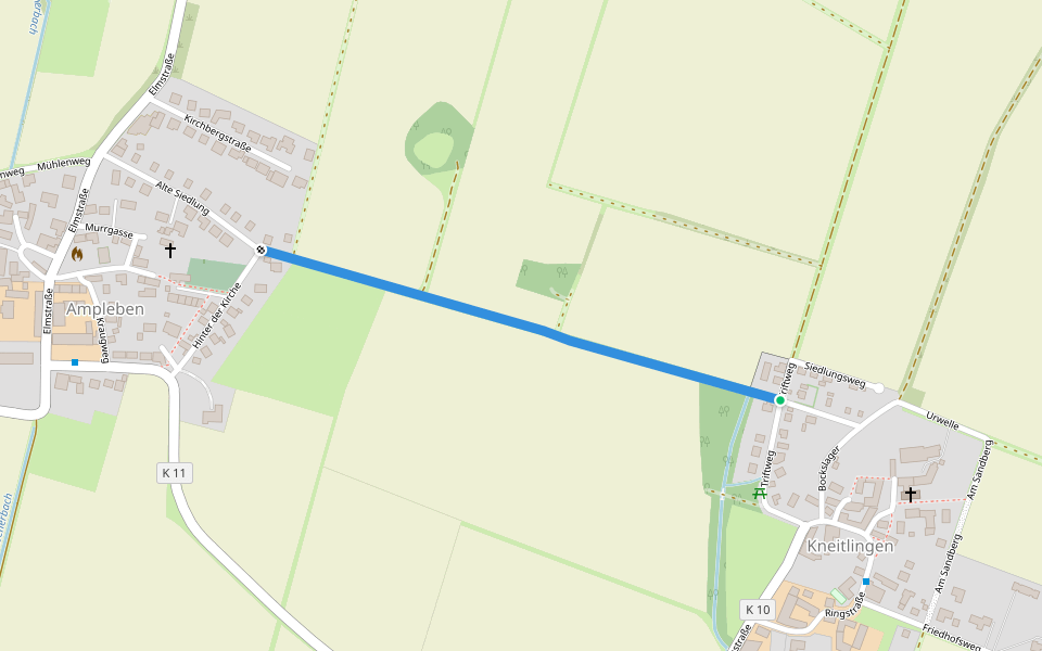 Eulenspiegel Taufweg walking route map in Kneitlingen