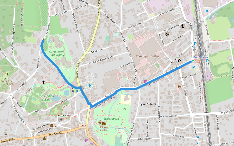 1. Wiener Wasserleitungsweg walking route map in Bad Vöslau