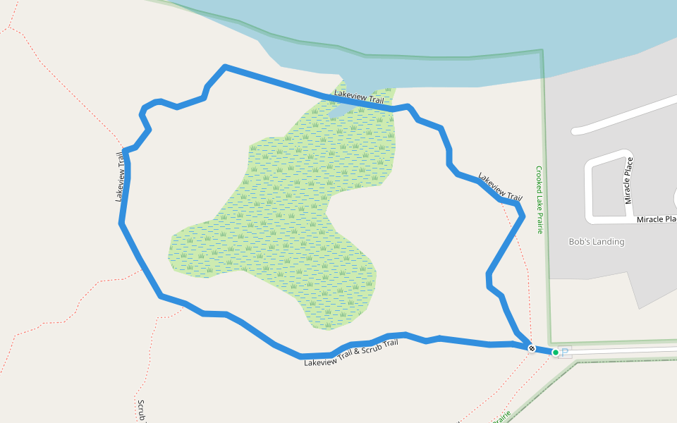 Lakeview Trail walking route map in Babson Park