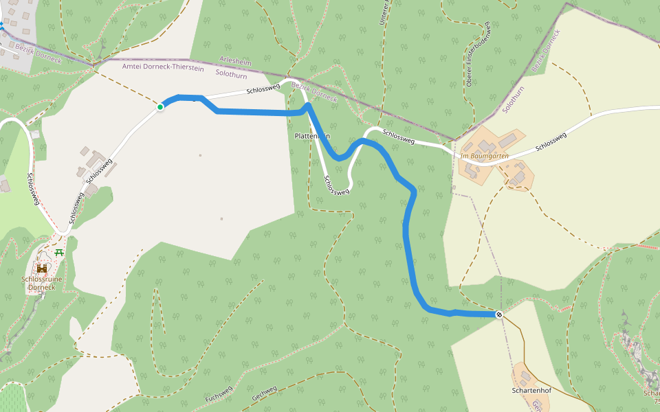 Schlosshof - Schartenmatt walking route map in Dornach