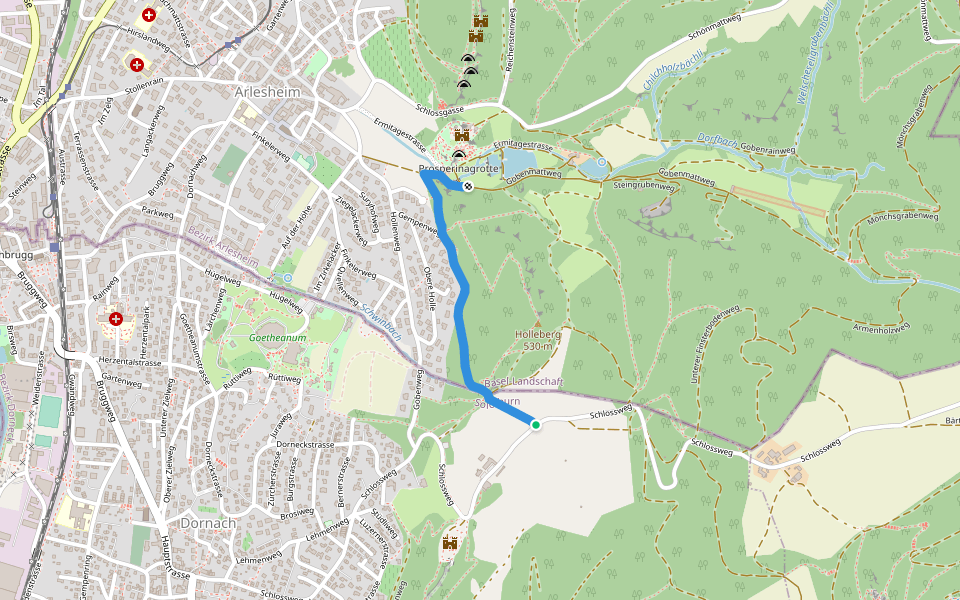 Schlosshof - Ermitage walking route map in Dornach