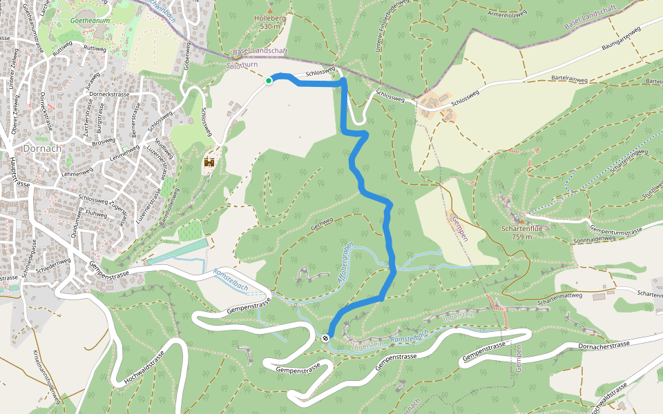 Schlosshof - Woll walking route map in Dornach