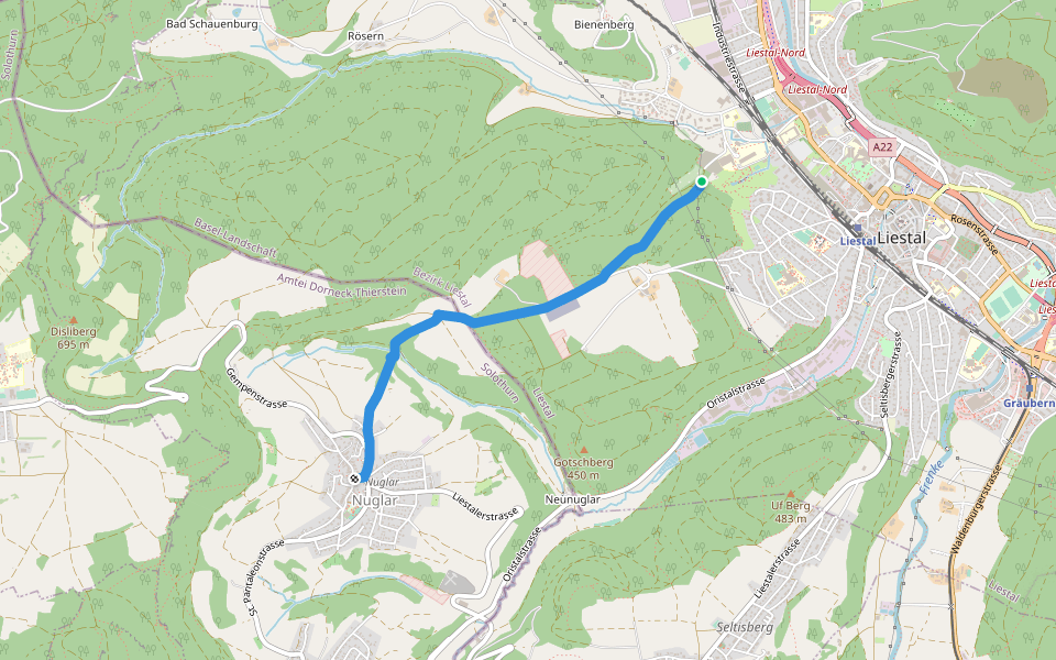 Nuglar - Bintal - fixme walking route map in Liestal
