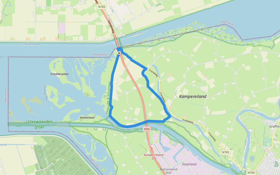 WNW IJsseldelta -Ketelmeer - oranje route walking route map in Ens