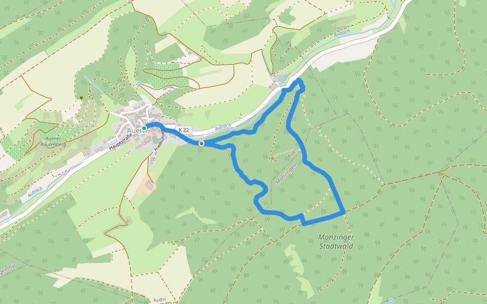 Auen 3 walking route map in Auen