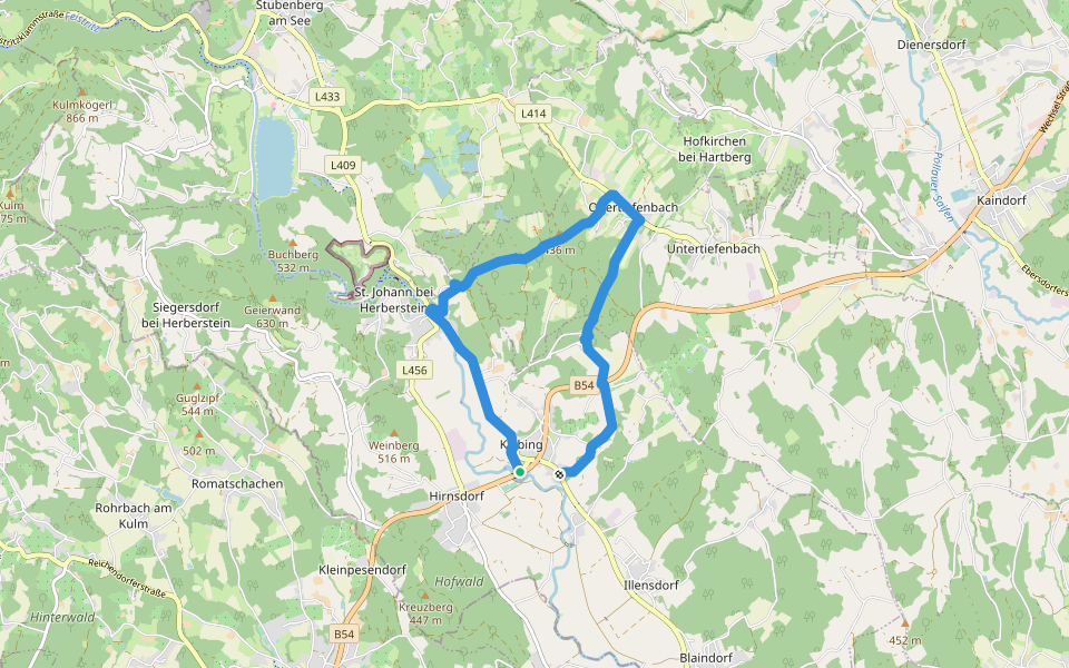 Wanderweg 6 walking route map in Kaibing