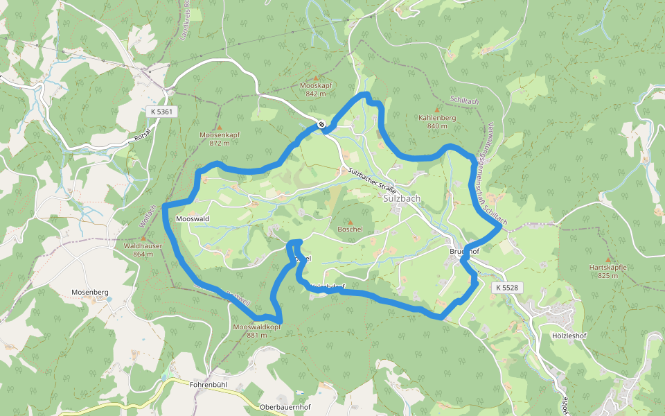 Lauterbacher Hochtalrunde walking route map in Lauterbach