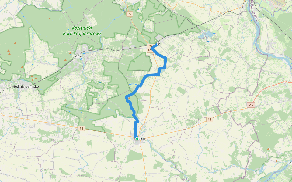 Zwoleń PKS - Garbatka Letnisko ul. Kochanowskiego walking route map in Zwoleń