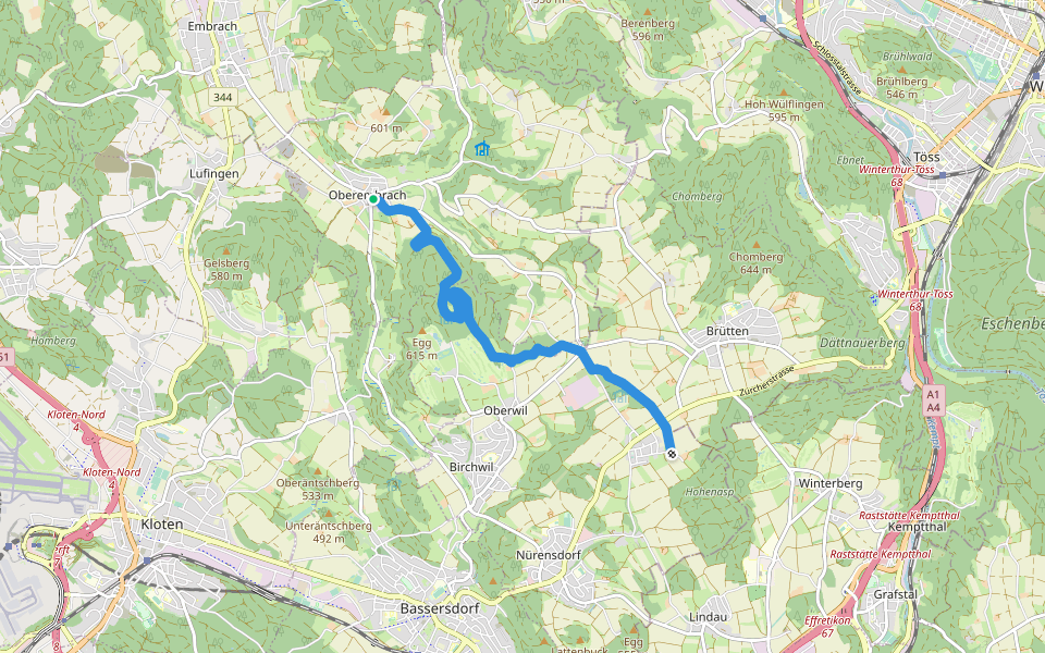Oberembrach - Breite walking route map in Oberembrach
