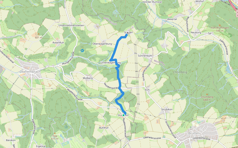 Stürzikon - Stiegen walking route map in Oberembrach