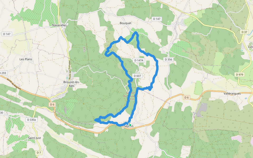 Le mont Bouquet walking route map in Seynes