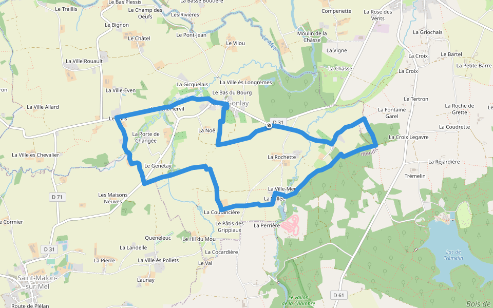 Circuit de Lorinou walking route map in Saint-Gonlay