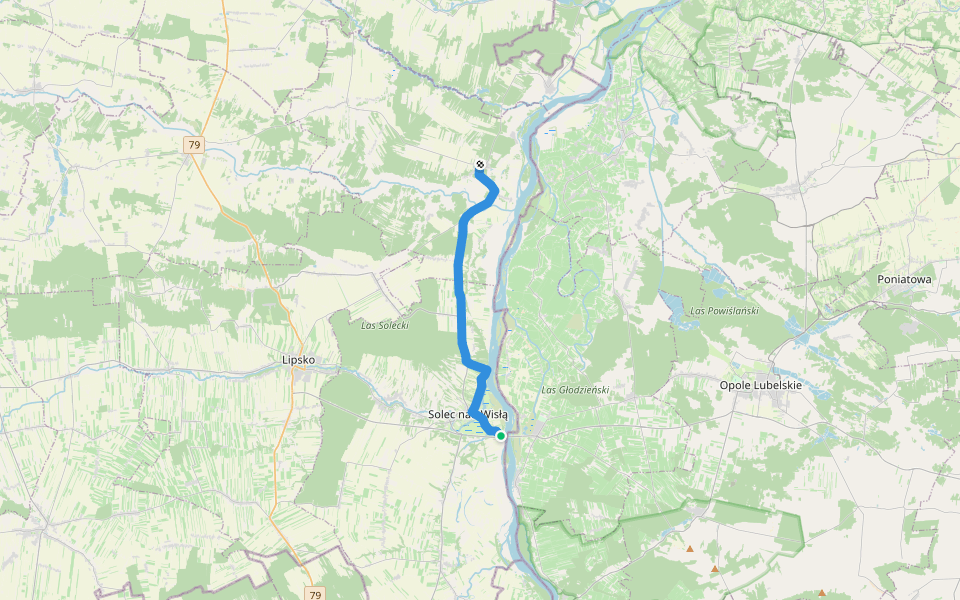 Solec nad Wisłą - Józefów walking route map in Kolonia Nadwiślańska