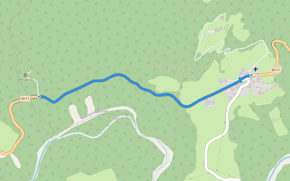 Julius Kugy Alpine Trail walking route map in Podlanig