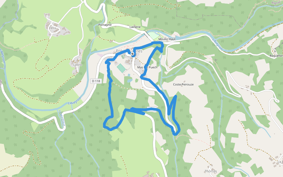 Sentier «Pervenche 1» walking route map in Prévinquières