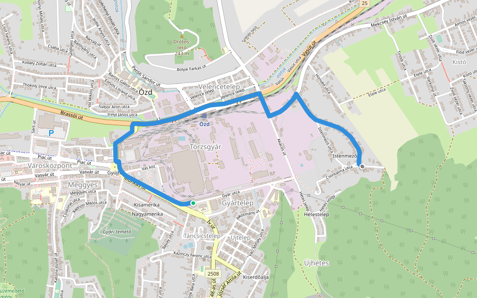 K+ (Ózd) walking route map in Ózd
