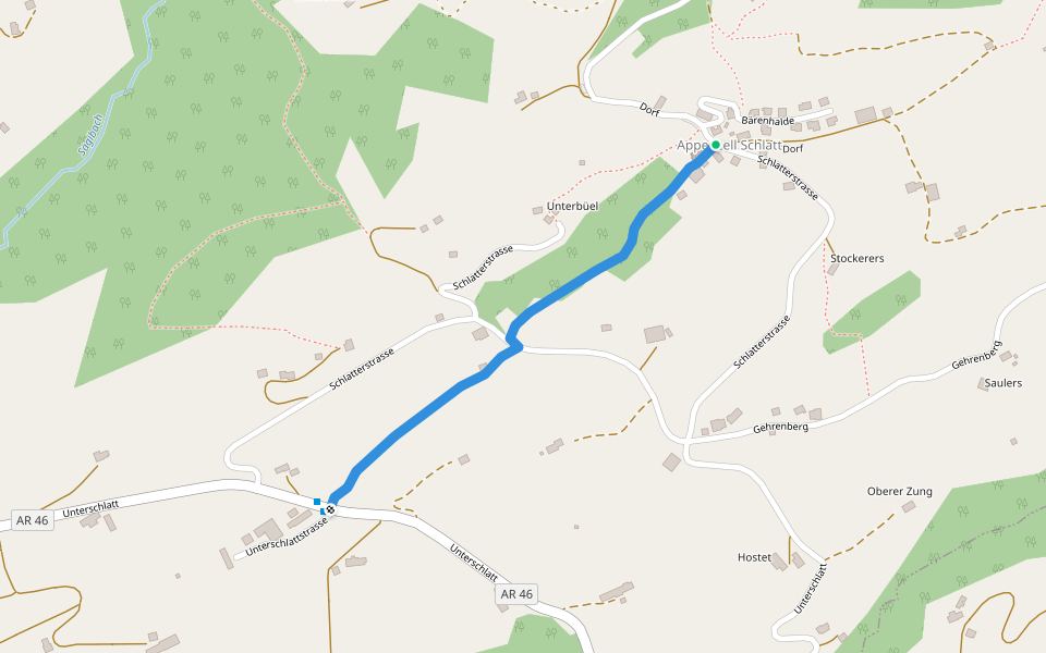 Schlatt - Anker walking route map in Appenzell Schlatt