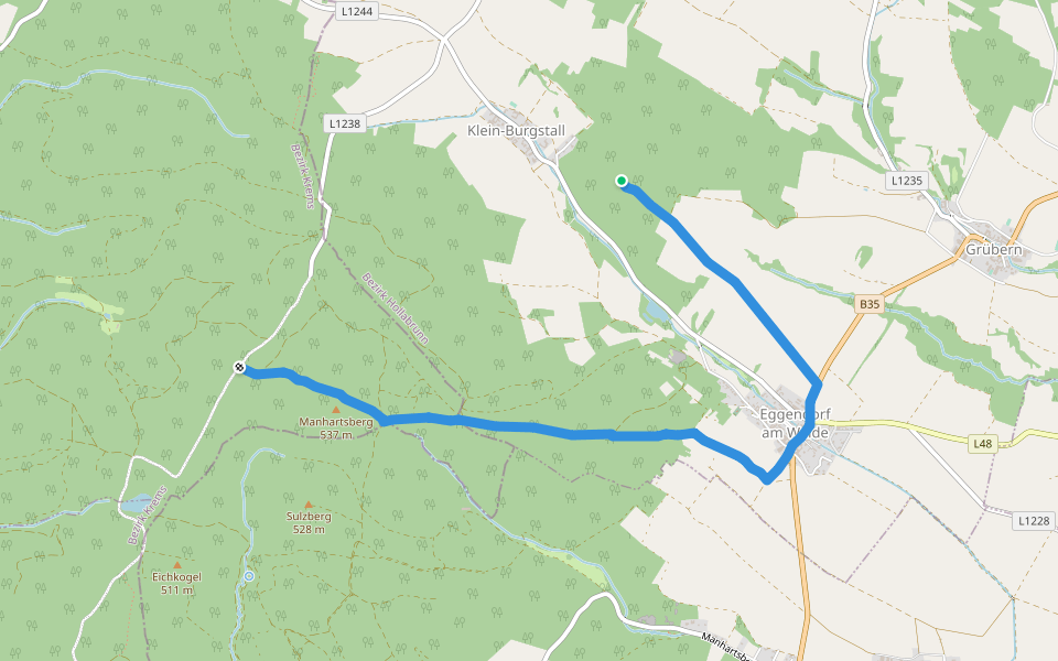 Manhartsberg-Rundweg walking route map in Kleinburgstall
