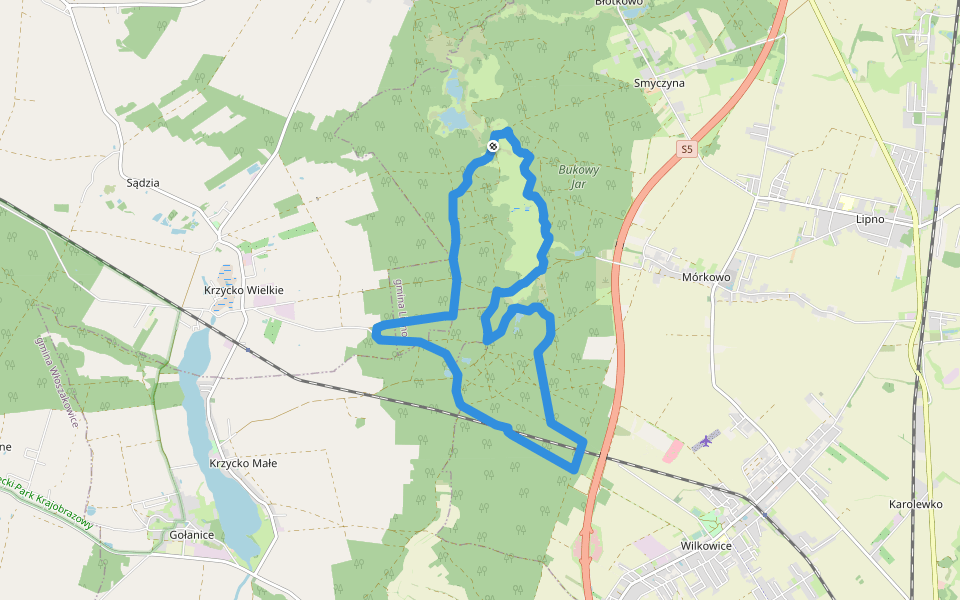 Ścieżka sportowo-edukacyjna "Dolina Samicy" walking route map in Smyczyna