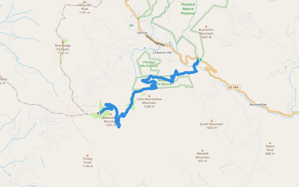 Wildcat Rock Trail walking route map in Gerton