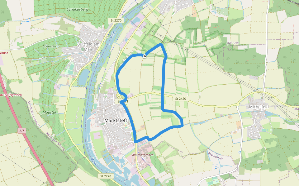 Rundwanderweg Panoramaweg in Marktsteft walking route map in Marktsteft