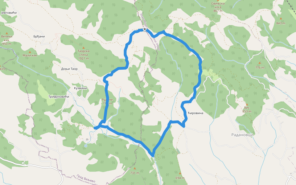 Таорска врела - с. Радановци - Таорска врела walking route map in Таор