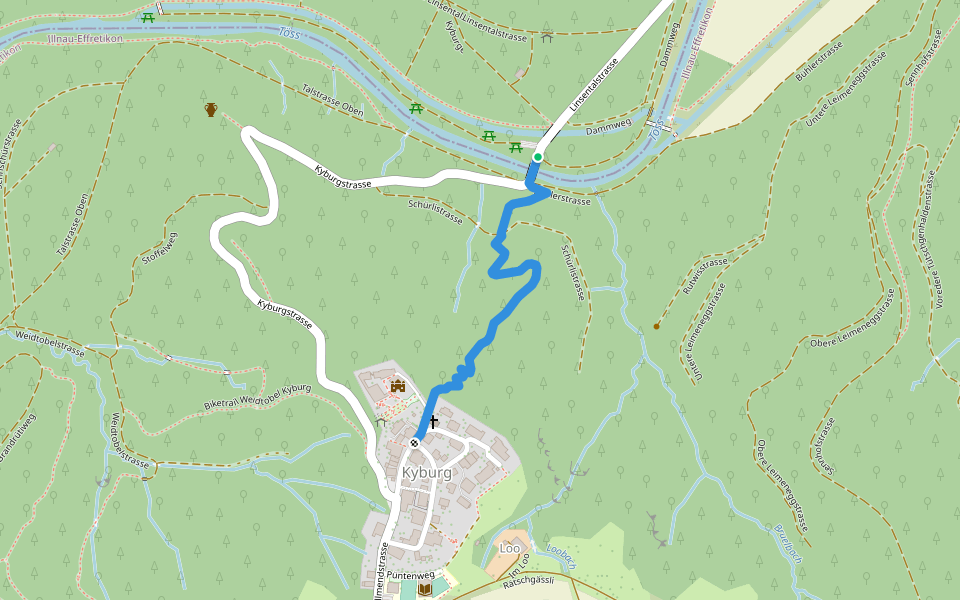 Kyburgerbrugg - Kyburg walking route map in Illnau-Effretikon