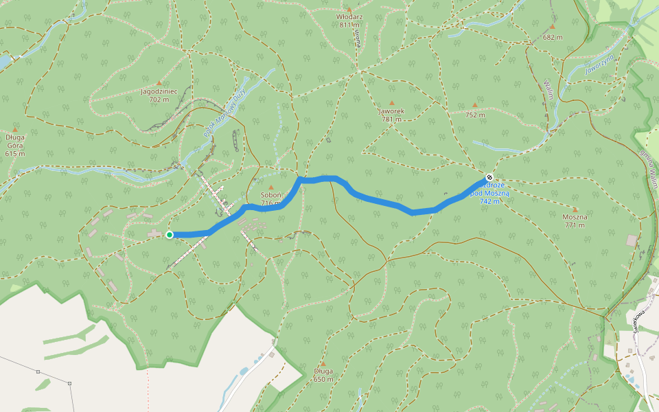 Kompleks Soboń walking route map in Głuszyca
