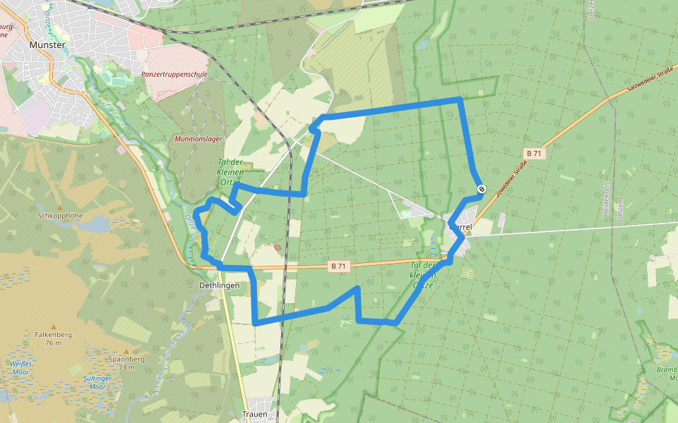 Zapfenweg walking route map in Munster