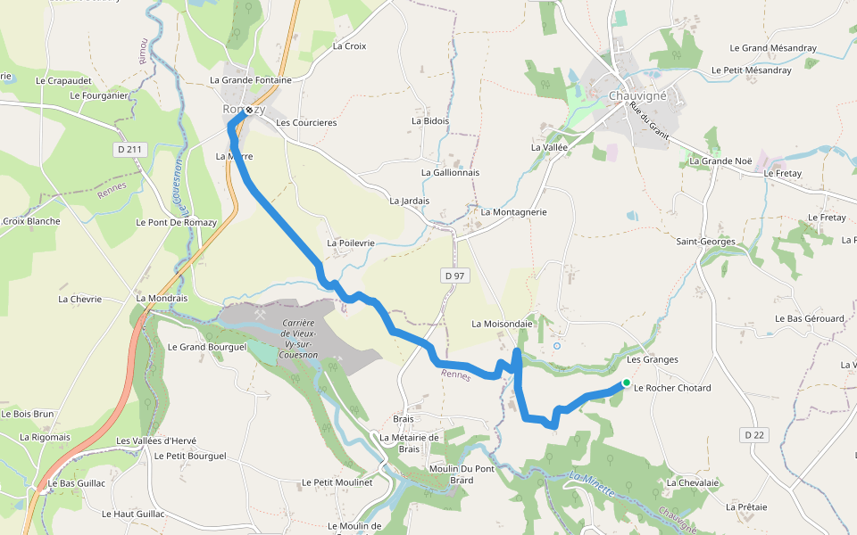 variante Romazy walking route map in Chauvigné